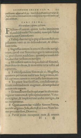 Pars Prima. Miraculum capturae piscium.