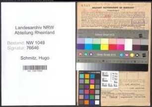 Entnazifizierung Hugo Schmitz , geb. 04.09.1890 (Kaufmann)