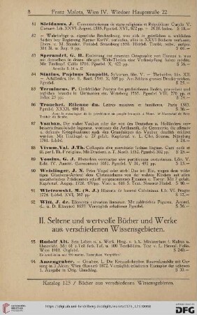 II. Seltene und wertvolle Bücher und Werke aus verschiedenen Wissensgebieten (Nr. 93 - 574)