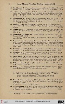 II. Seltene und wertvolle Bücher und Werke aus verschiedenen Wissensgebieten (Nr. 93 - 574)