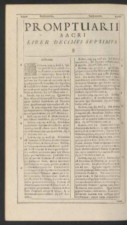 Promptuarii Sacri Liber Decimus Septimus. S