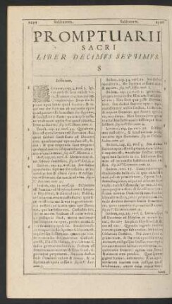 Promptuarii Sacri Liber Decimus Septimus. S