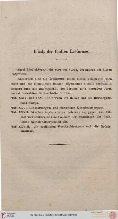 Inhalt der fünften Lieferung