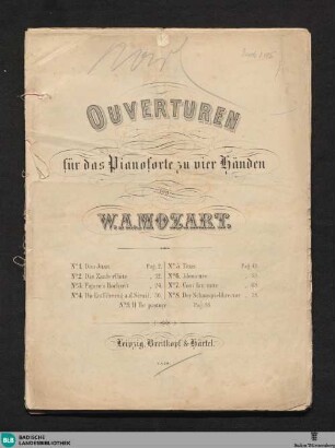 Ouverturen für das Pianoforte zu vier Händen