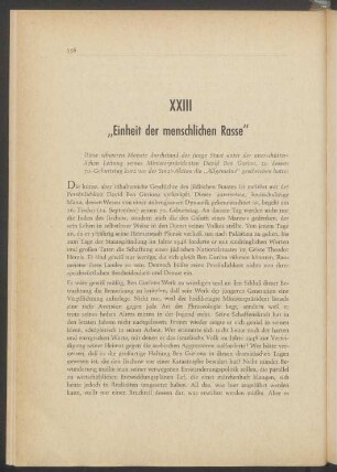 XXIII "Einheit der menschlichen Rasse"