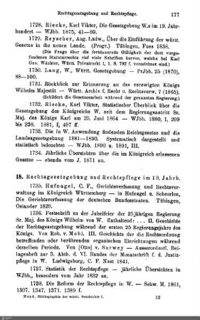 18. Rechtsgesetzgebung und Rechtspflege im 19. Jahrh.