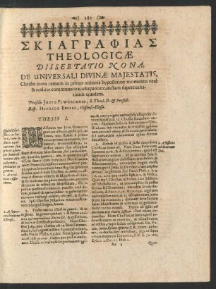 Theologicae Dissertatio Nona, De Universali Divinae Majestatis, ...