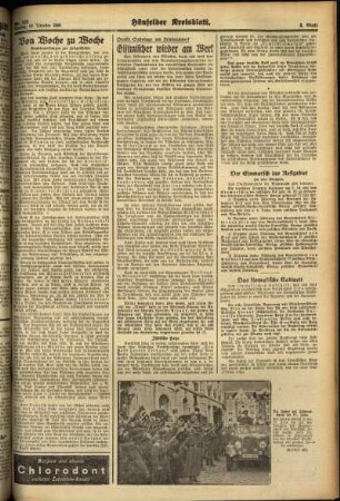 Zweite Ausgabe vom Montag, den 10. Oktober 1938.
