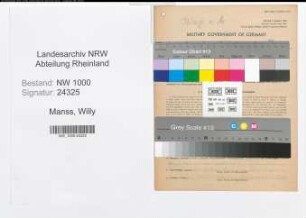 Entnazifizierung Willy Manss, geb. 22.04.1902 ()
