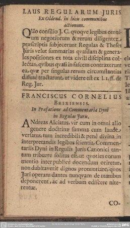 Laus Regularum Juris Ex. Oldend. in locis communibus actionum