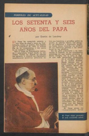 Los setenta y seis años del Papa : Perfiles de actualidad
