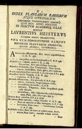 N I. Index Plantarum Rariorum ...
