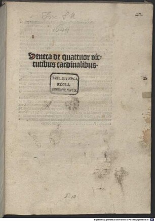 Formula vitae honestae : Mit lat. Kommentar und dt. metrischer Übers. Mit Vita Senecas