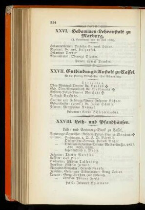 XXVI. Hebammen=Lehranstalt zu Marburg.