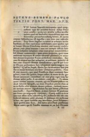 Petri Bembi epistolarum Leonis decimi pontificis maximi nomine scriptarum libri sexdecim ad Paulum tertium pont. max. Romam missi