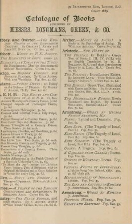 Catalogue of books published by Messrs. Longman, Green, & Co.