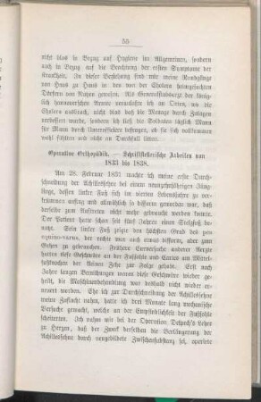 Operative Orthopädik. - Schriftstellerische Arbeiten von 1833 bis 1838.