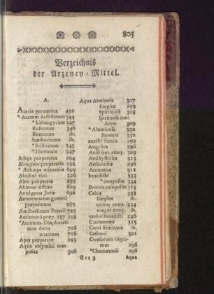 Verzeichnis der Arzeney-Mittel