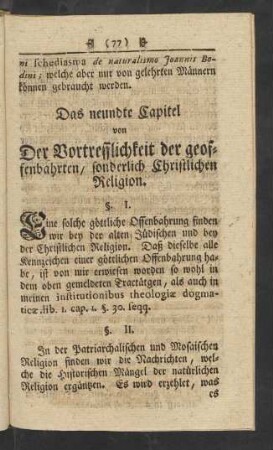 Das neundte Capitel von Der Vortrefflichkeit der geoffenbahrten, sonderlich Christlichen Religion