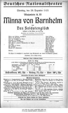 Minna von Barnhelm oder Das Soldatenglück