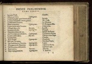Index Psalmorum. Tomi tertii