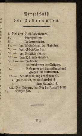 Verzeichniß der Foderungen.
