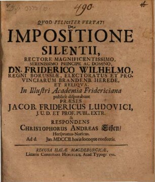 De Impositione Silentii
