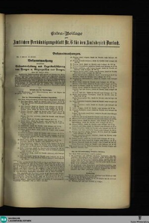 Durlacher Wochenblatt : Tageblatt, Extra-Beilage zum Amtlichen Verkündigungsblatt