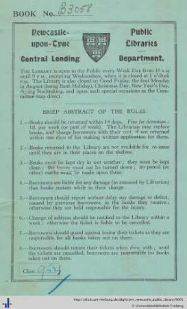 [Provenienz]: City Library, Newcastle-upon-Tyne