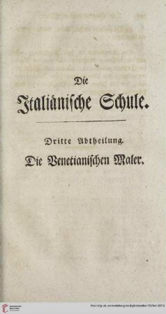 Dritte Abtheilung: Die Venetianischen Maler