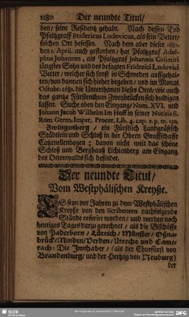Der neundte Titul, Vom Westphälischen Kreyße