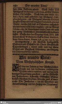 Der neundte Titul, Vom Westphälischen Kreyße
