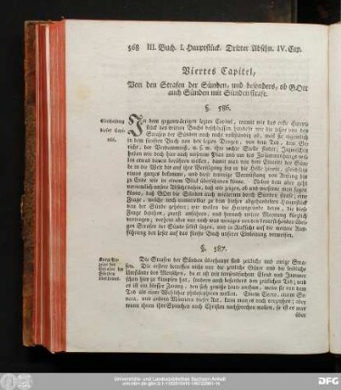 Viertes Capitel, Von den Strafen der Sünden, und besonders, ob Gott auch Sünden mit Sünden strafe.