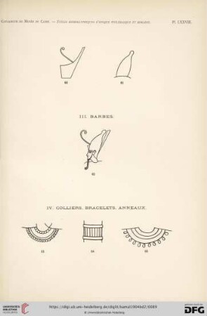 III. Barbes/ IV. Colliers, Bracelets, Anneaux