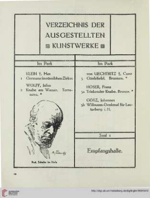 Verzeichnis der ausgestellten Kunstwerke