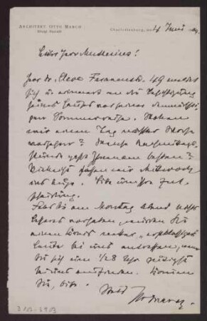 Schreiben an Hermann Muthesius (Brief)