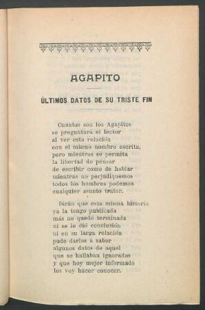 Agapito : Últimos datos de su triste fin