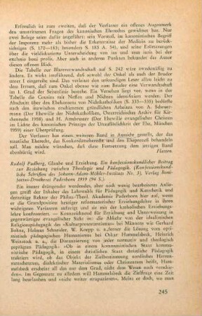 245-248 [Rezension] Padberg, Rudolf, Glaube und Erziehung