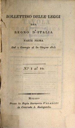 Bollettino delle leggi del Regno d'Italia. [4]. 1805