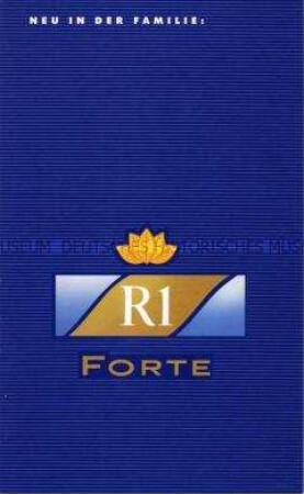 Werbeprospekt für "R1 / Forte"-Zigaretten