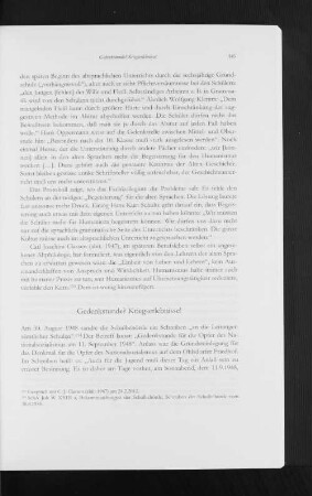 Gedenkstunde? Kriegserlebnisse!