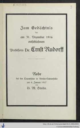 Rede zur Trauerfeier