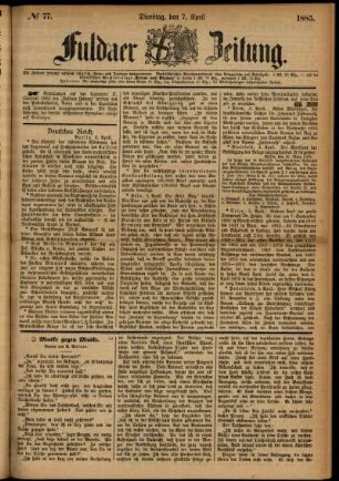 Ausgabe vom Dienstag, den 07. April 1885.