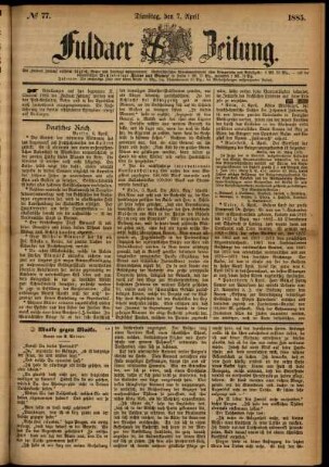 Ausgabe vom Dienstag, den 07. April 1885.
