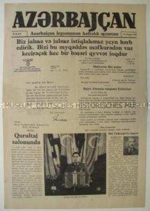 Wochenzeitung der antisowjetischen aserbaidjanischen Kollaborateure "Azerbajcan"