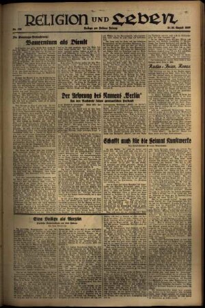 Dritte Ausgabe vom Samstag, den 21. August 1937.