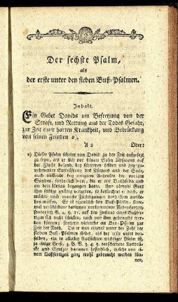 Der sechste Psalm, als der erste unter den sieben Buß-Psalmen.