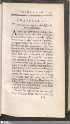 Chapitre II. Idée générale des rapports des différentes Substances