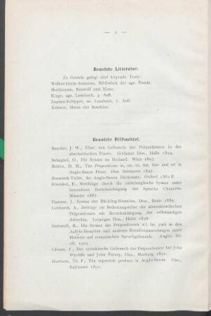 Benutzte Litteratur. Benutzte Hilfsmittel.