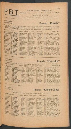 Hipódromo Argentino - Reunión del Domingo 20 de Enero de 1907 - Programa oficial